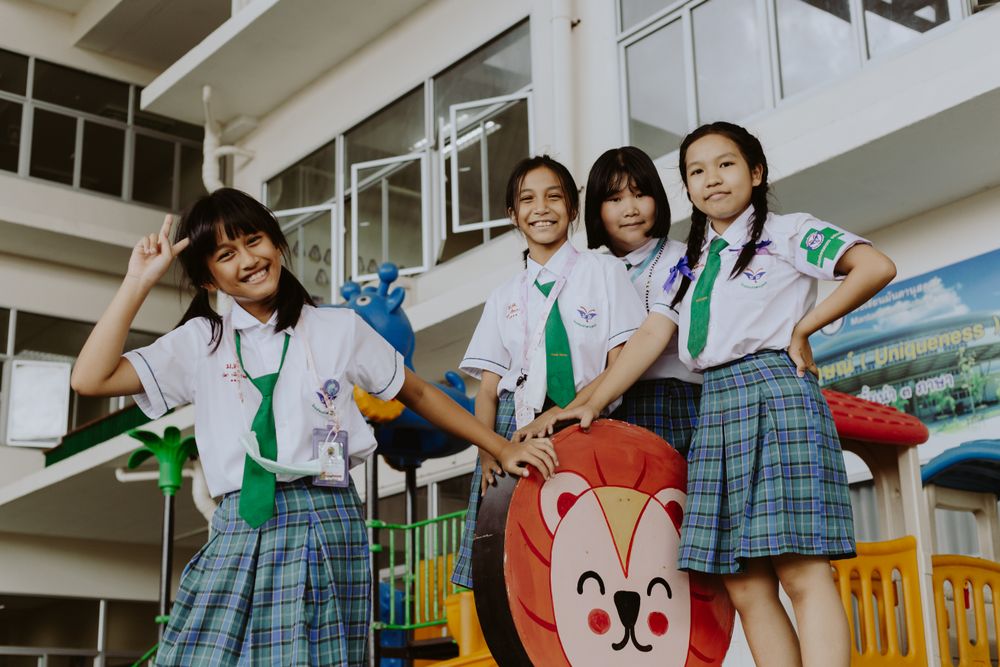 Smiling girls in uniform
